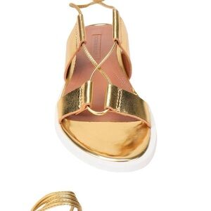 2 BCBGMAXAZRIA Gold & Silver Strap Sandals size 39.5